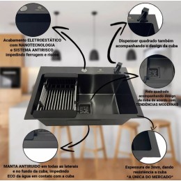 Cuba Gourmet Quadrada Aço Inox 60x40cm Black - Construinox